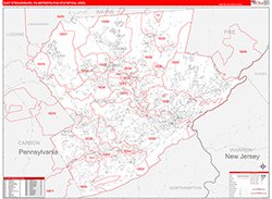 East Stroudsburg Metro Area Wall Map Red Line Style 2026